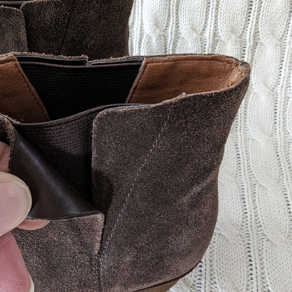 Lucky‎ Brand Benissa Leather Ankle Boots 7.5 Brown Suede Classic Bootie - Picture 8 of 13